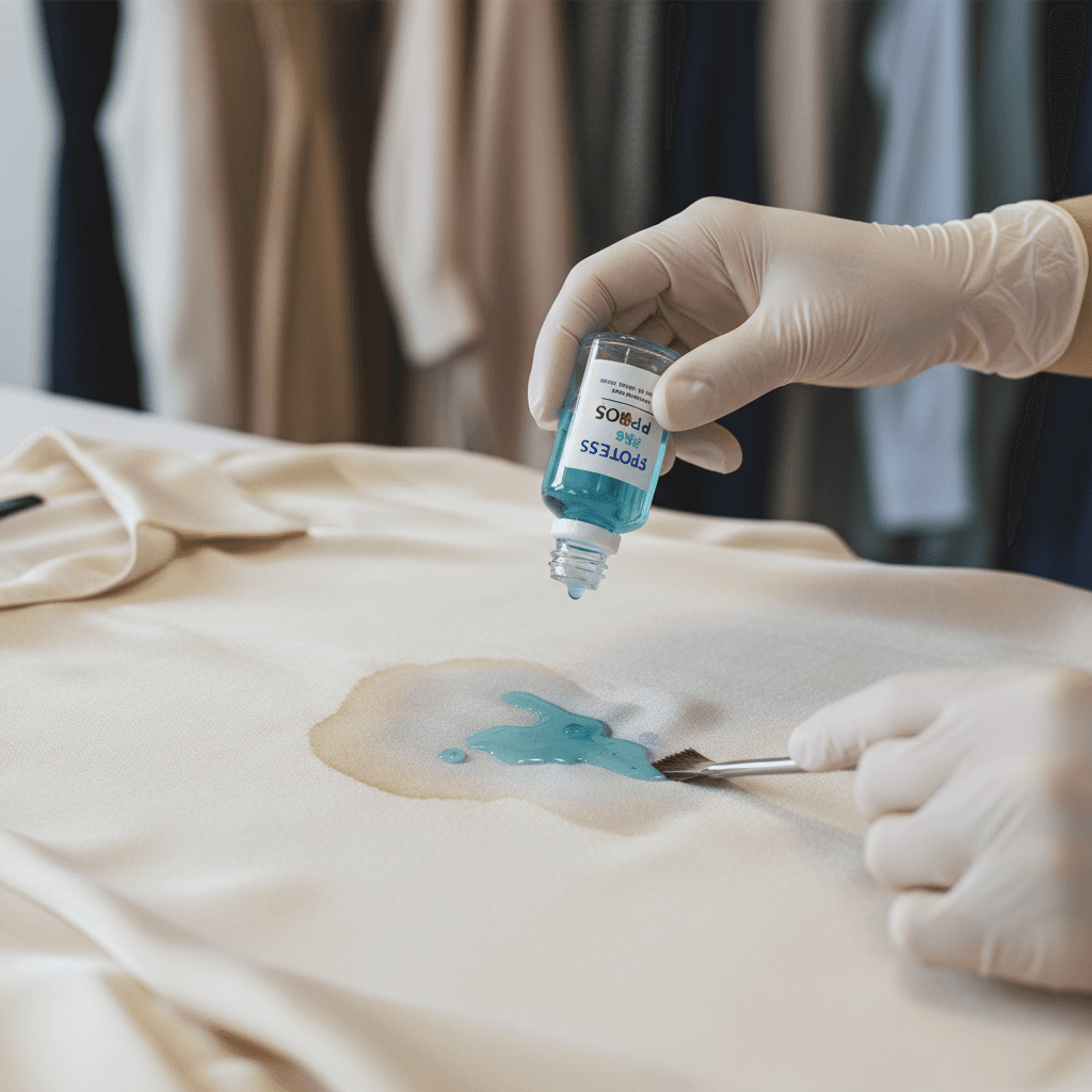 Precision stain removal treatment on delicate garment