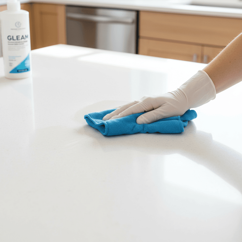 Surface cleaner creating streak-free shine on countertop