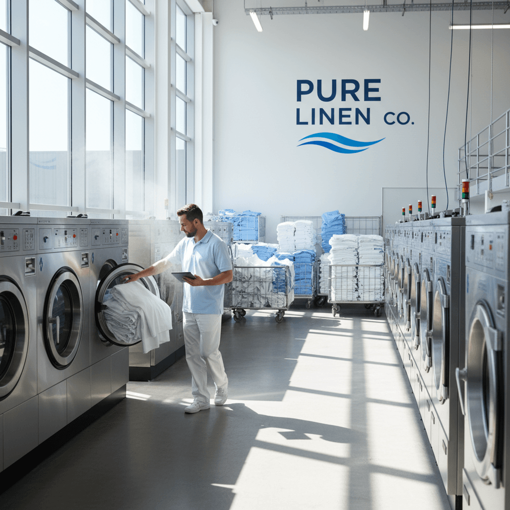 Express laundry service facility with professional processing equipment